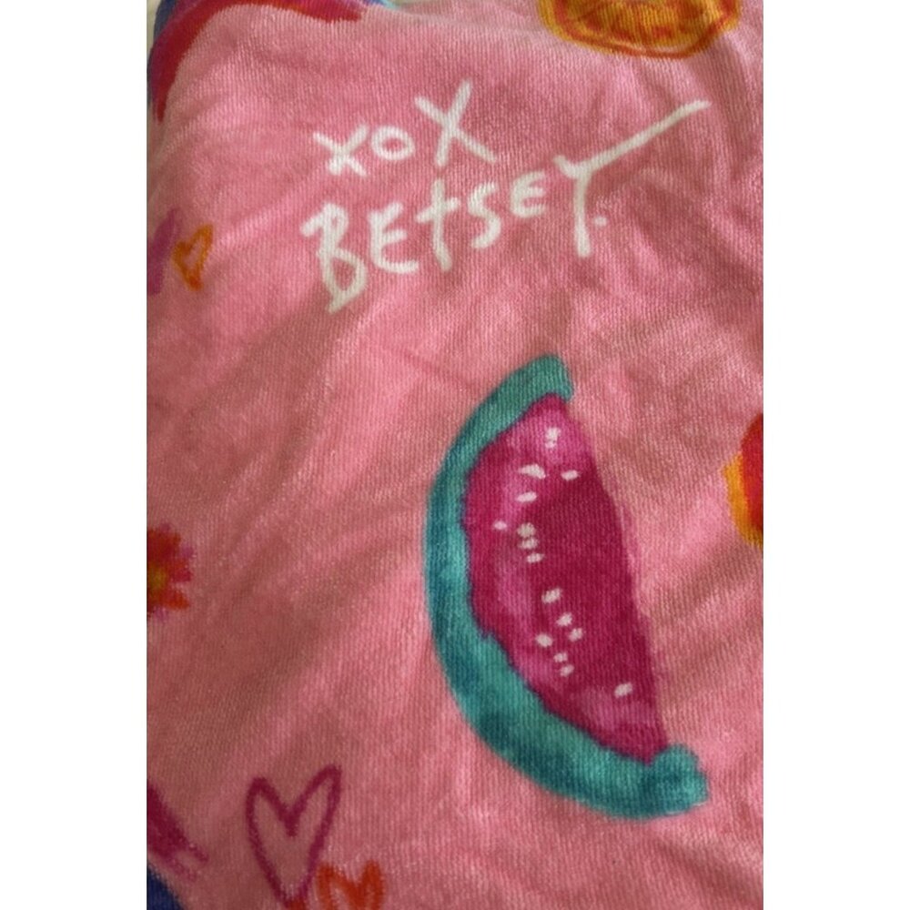 Betsey Johnson Kids Beach Towel Summer Rainbow Hearts 28x58 Pink 100% Cotton - Picture 9 of 9
